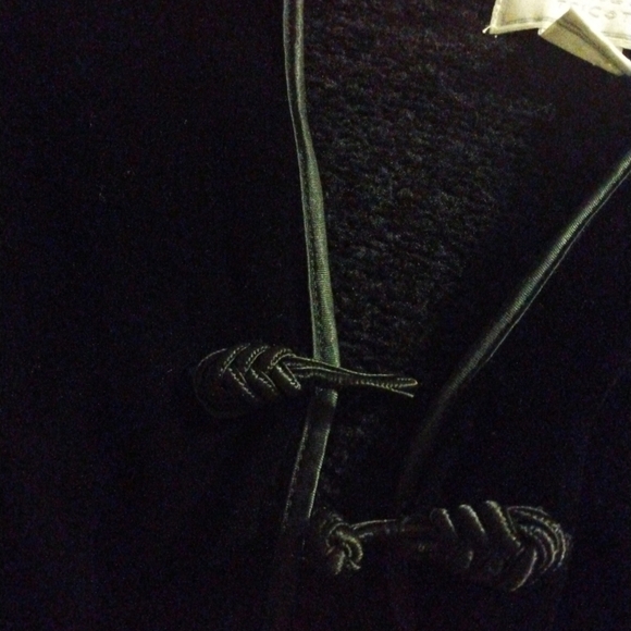 VTG Velvety Express Tricot Cardigan Mix Fabric Knot Latch & Hoop Front Regal  S - Picture 9 of 9